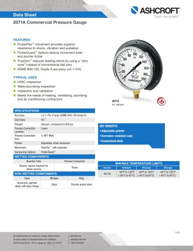 2071A Commercial Pressure Gauge