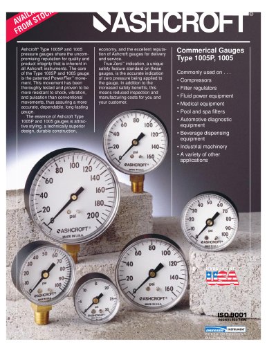 Commercial Gauges - Type 1005 - 1005P 