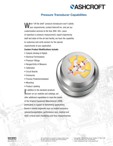 Pressure Transducer Capabilities