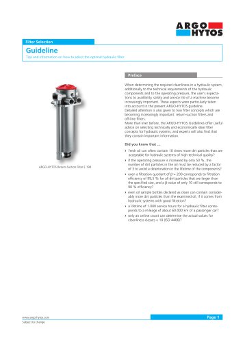 Filtration Guideline