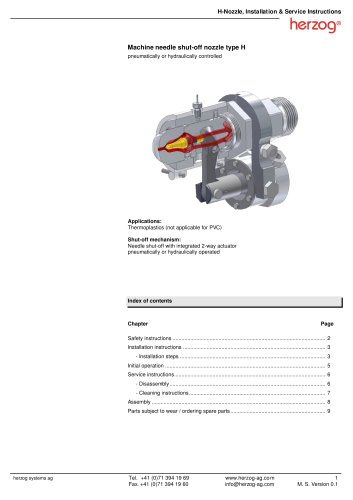 Machine needle shut-off nozzle type H