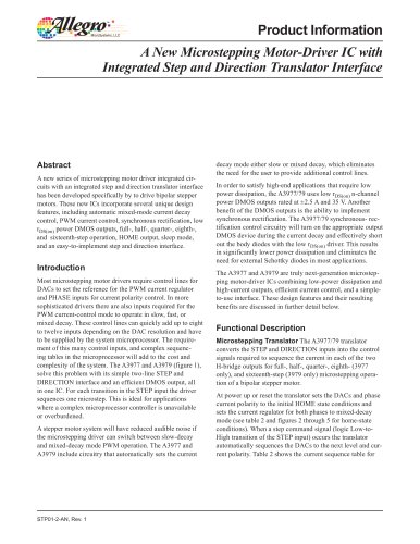 A New Microstepping Motor-Driver IC with Integrated Step and Direction Translator Interface