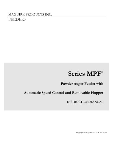 MPF Powder Auger Feeder with Automatic Speed Control and Removable Hopper