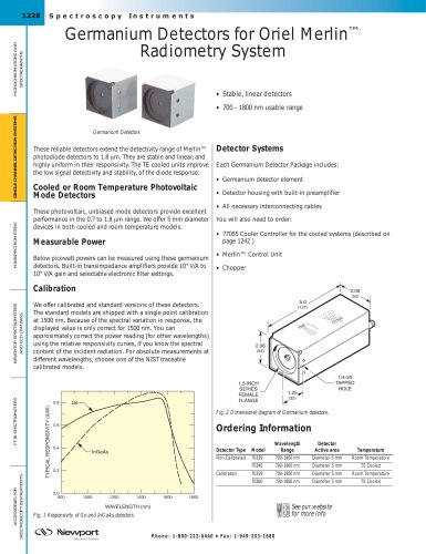 Germanium Detectors for Oriel Merlin™ Radiometry System  