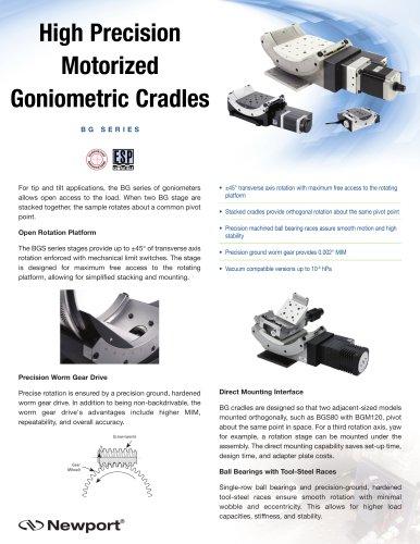 High Precision Motorized Goniometric Cradles B G S e r i e S