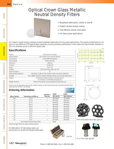 Optical Crown Glass Metallic Neutral Density Filters  