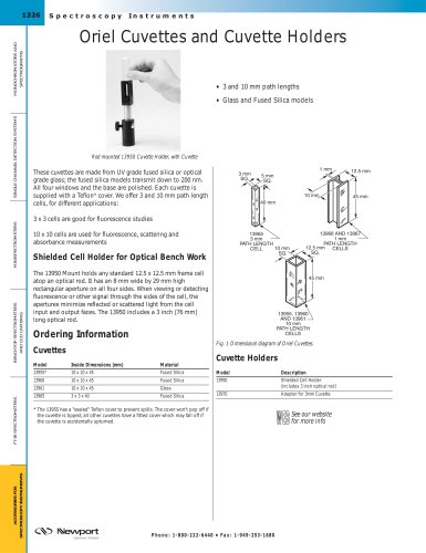 Oriel Cuvettes and Cuvette Holders  