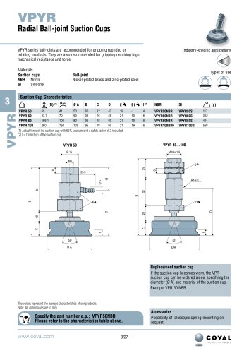 Radial Ball-Joint Suction Cups, VPYR Series