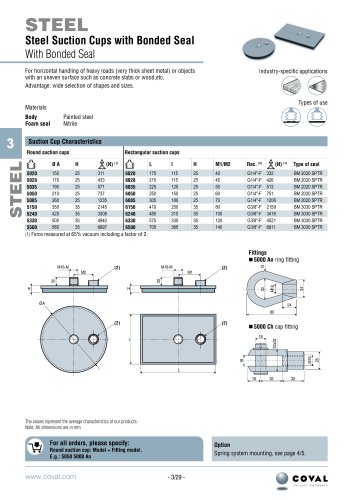 Steel Suction Cups With Bonded Seal, 5000 - 6000 Series