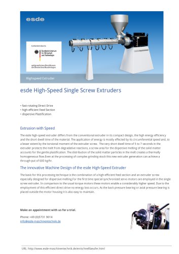 High-Speed Single Screw Extruders