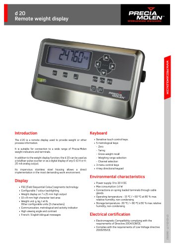 D 20 Remote weight display