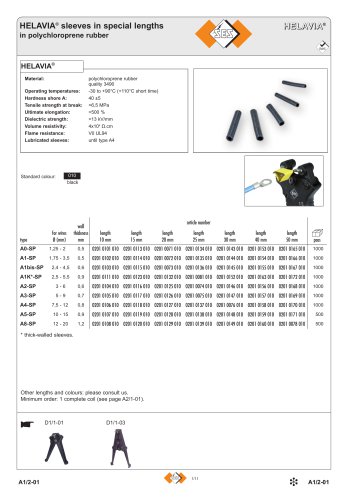 Polychloroprene rubber sleeves HELAVIA