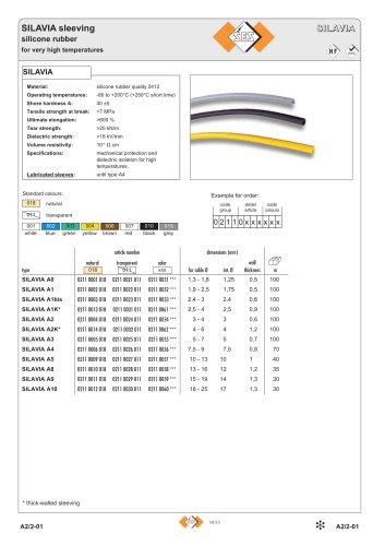 SILAVIA sleeving silicone rubber