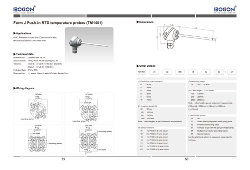 Form J Push-in RTD temperature probes TM1401