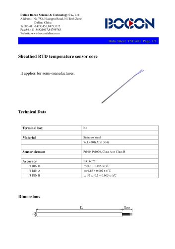 Sheathed RTD temperature sensor core-TM1A01