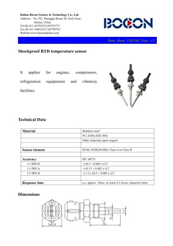 shockproof RTD temperature sensor for engine, compressor,TM1203