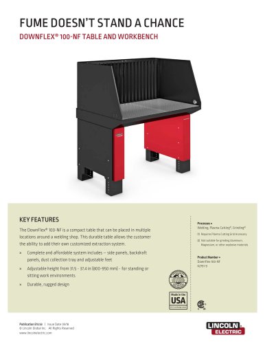 DOWNFLEX® 100-NF TABLE AND WORKBENCH