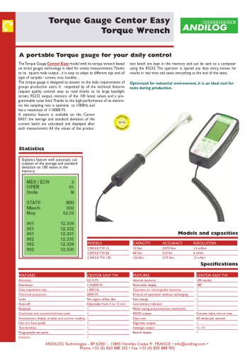 Centor Easy TW, torque gauge with torque wrench sensor