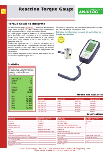 Centor W Easy TT, torque gauge with reaction sensor