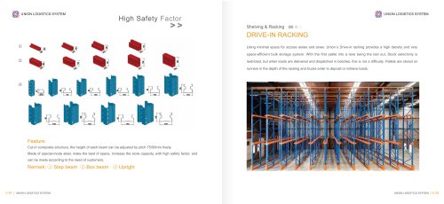 Union high quality heavy duty steel drive in racking for sale