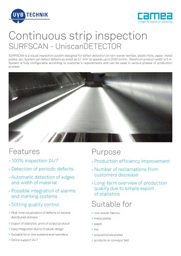 Continuous strip inspection SURFSCAN - UniscanDETECTOR