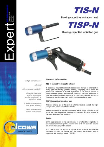 Blowing capacitive ionisation head TIS-N         Blowing capacitive ionisation gun TISP-N