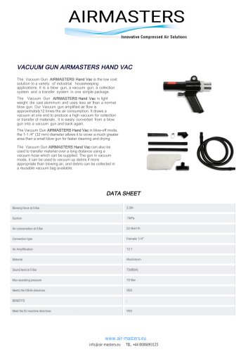 VACUUM GUN HAND VAC AIRMASTERS