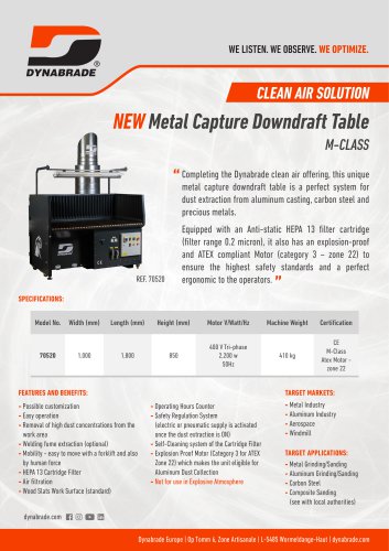 Metal Capture Downdraft Table - M Class - 70520