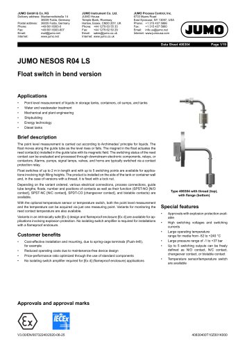 JUMO NESOS R04 LS - Float switch in curved version