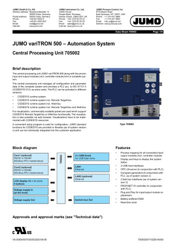 JUMO variTRON 500 - Central processing unit for an automation system