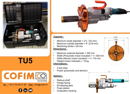 TU5 - Pipe Beveling Machine Internal Clamping