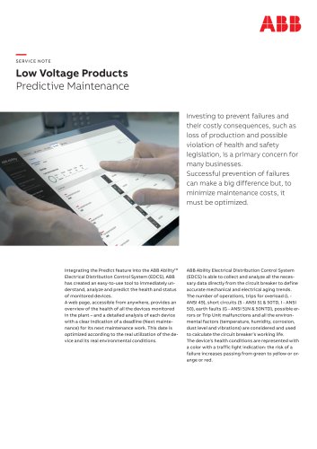 Low voltage products - Predictive maintenance