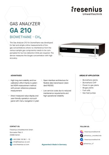 Gas Analyzer GA210 Biomethane Data Sheet