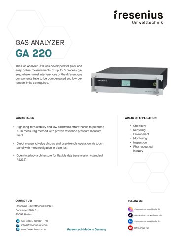 Gas Analyzer GA220 Data Sheet