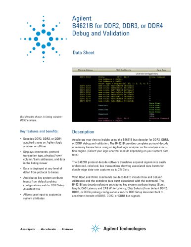 B4621B for DDR2, DDR3, or DDR4 Debug and Validation