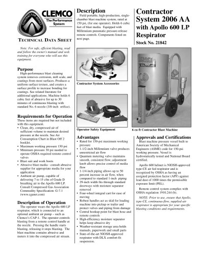 6 Cuft Contractor Machine System with LP Respirator (Rev. D)