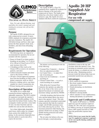 Apollo 20 HP Supplied-Air Respirator