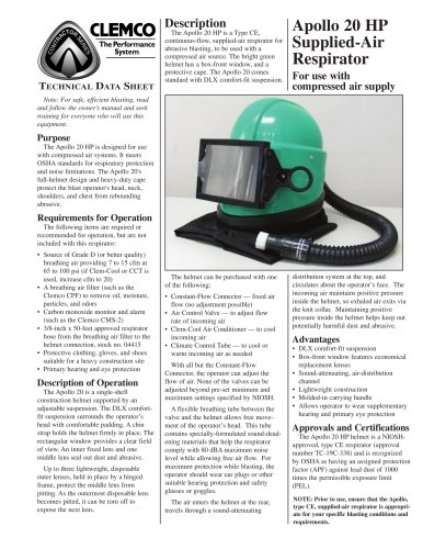 Apollo 20 HP Supplied-Air Respirator (Rev. D)