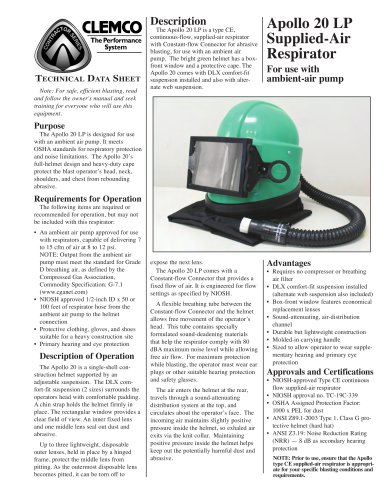 Apollo 20 LP Supplied-Air Respirator (Rev. G)