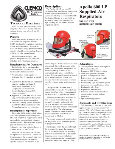 Apollo 600 LP Supplied-Air Respirator (Rev. C)