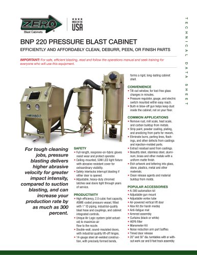 BNP 220 PRESSURE BLAST CABINET