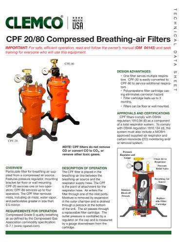 CPF 20/80 Compressed Breathing-air Filter