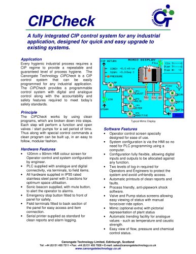 CIPCheck : Fully integrated CIP Control System for any industrial application.