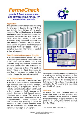 FermeCheck : Accurate gravity / level measurement for fermentation vessels in brewing and distilling.