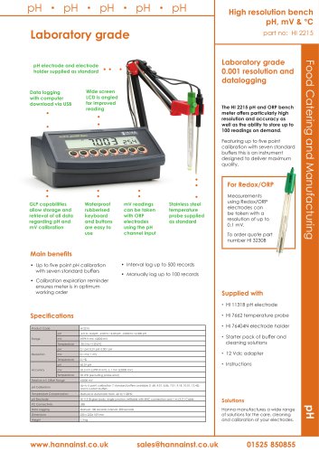 Bench top pH & mV meter- high resolution, laboratory grade [HI-2215]