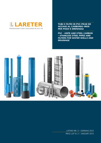 PVC - HDPE AND STEEL CARBON  - STAINLESS STEEL PIPES AND  FILTERS FOR WATER WELLS AND  DRAINAGE