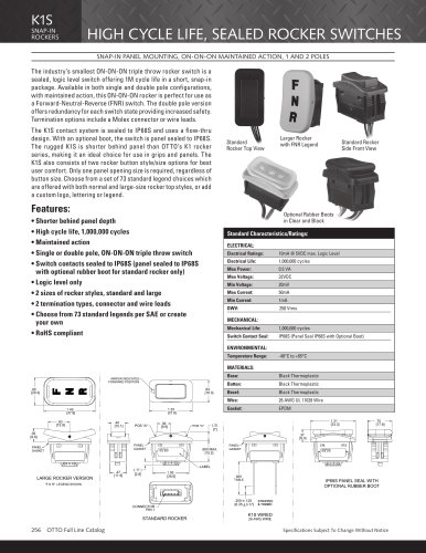 K1S - HIGH CYCLE LIFE, SEALED ROCKER SWITCHES