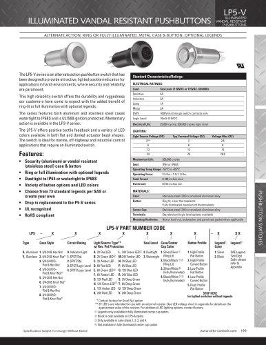 LP5-V - ILLUMINATED VANDAL RESISTANT PUSHBUTTONS