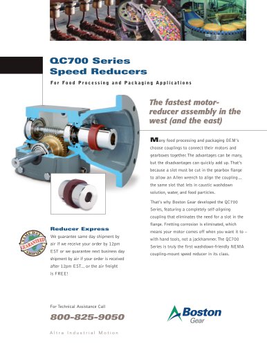 QC700 Series Speed Reducers for Food Processing and Packaging