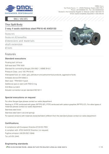 3 way 4 seals stainless steel PN16-40 ANSI150